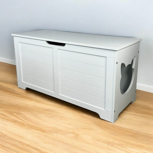 39.4 Top Open Cat Litter Box Enclosure Furniture, Cat Washroom, Hidden Litter Box Cover, Cabinet For Large Cat, Dog Proof Cat Litter Boxes, Hideaway Litter Box, Cat House, White