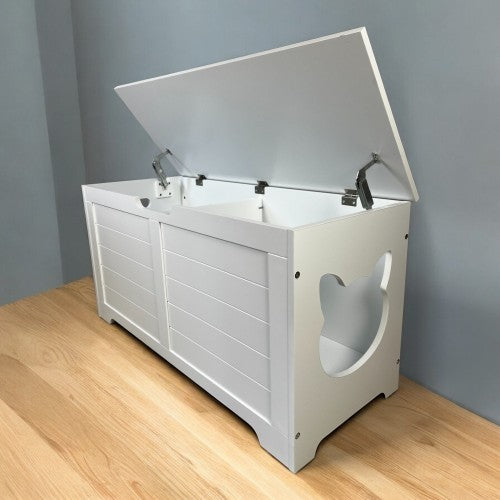 39.4 Top Open Cat Litter Box Enclosure Furniture, Cat Washroom, Hidden Litter Box Cover, Cabinet For Large Cat, Dog Proof Cat Litter Boxes, Hideaway Litter Box, Cat House, White